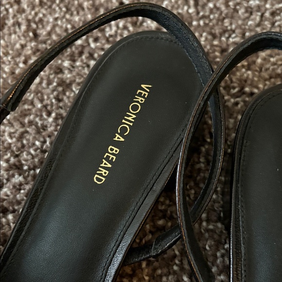 Veronica Beard Black Slingback Cap Toe Leather Mesh Heels Size 9.5 - Picture 3 of 7